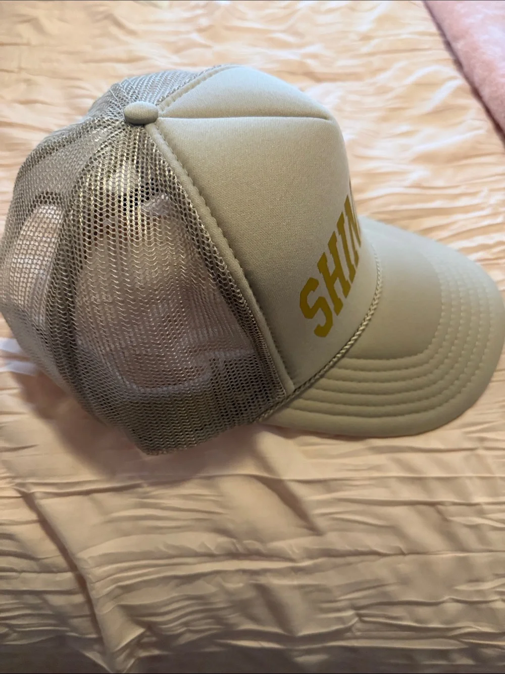 OTTO Beige Trucker Hat with Gold SHINE ON